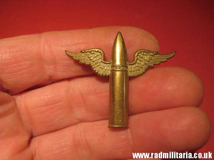 & pre WW2 Royal Air Force BADGE - RAF Air Gunner WINGED BULLET BADGE. - Image 2
