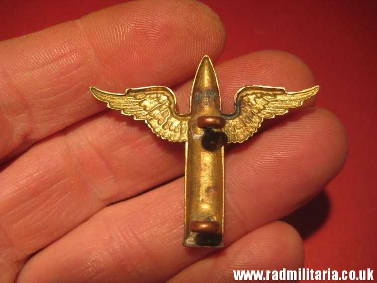 & pre WW2 Royal Air Force BADGE - RAF Air Gunner WINGED BULLET BADGE. - Image 3