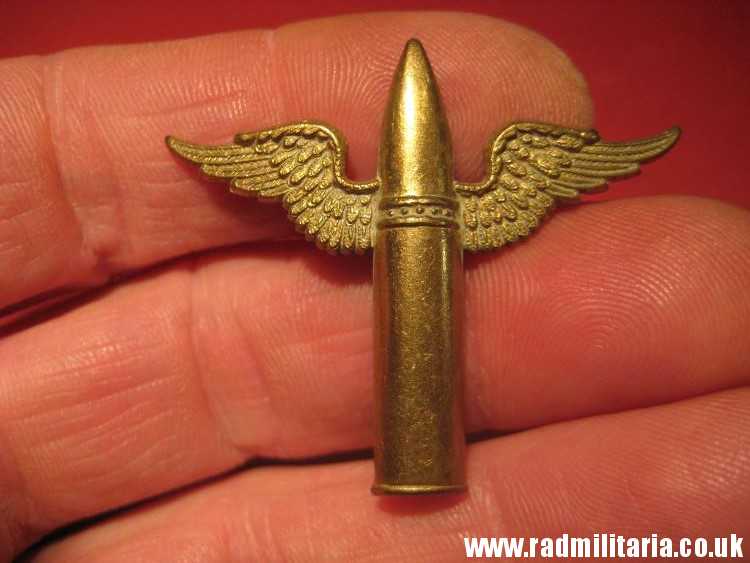 & pre WW2 Royal Air Force BADGE - RAF Air Gunner WINGED BULLET BADGE. - Image 5