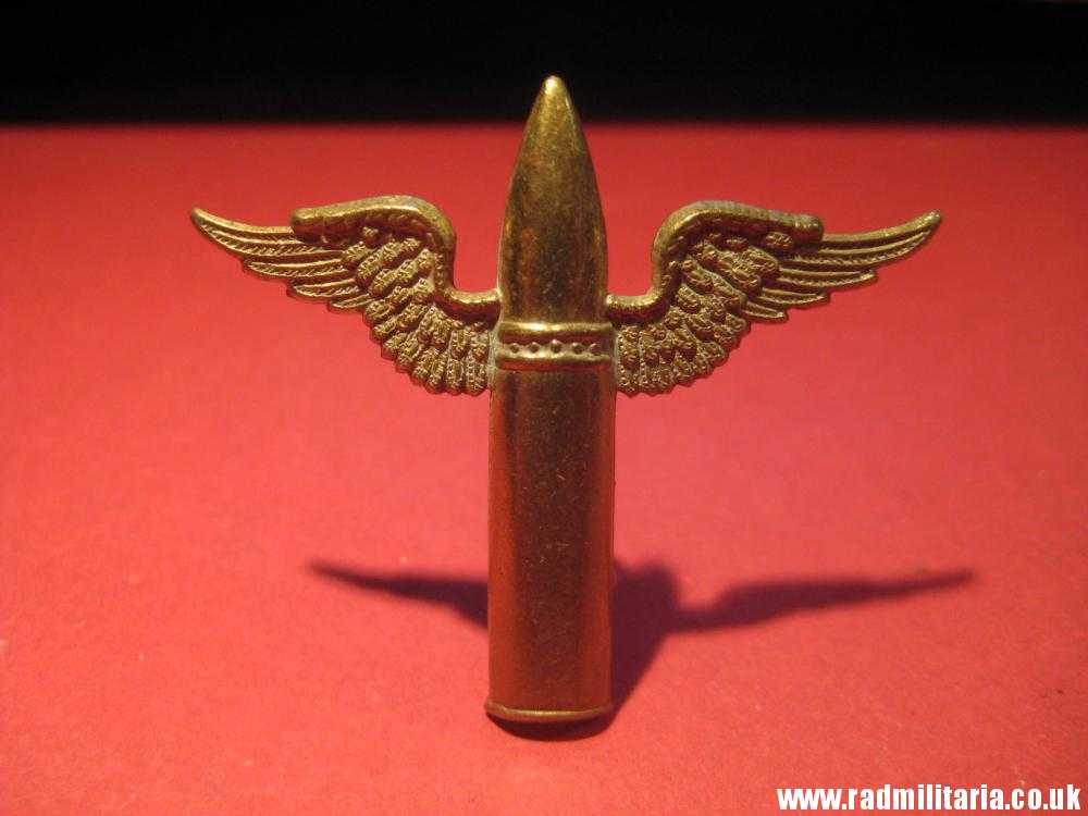 & pre WW2 Royal Air Force BADGE - RAF Air Gunner WINGED BULLET BADGE.