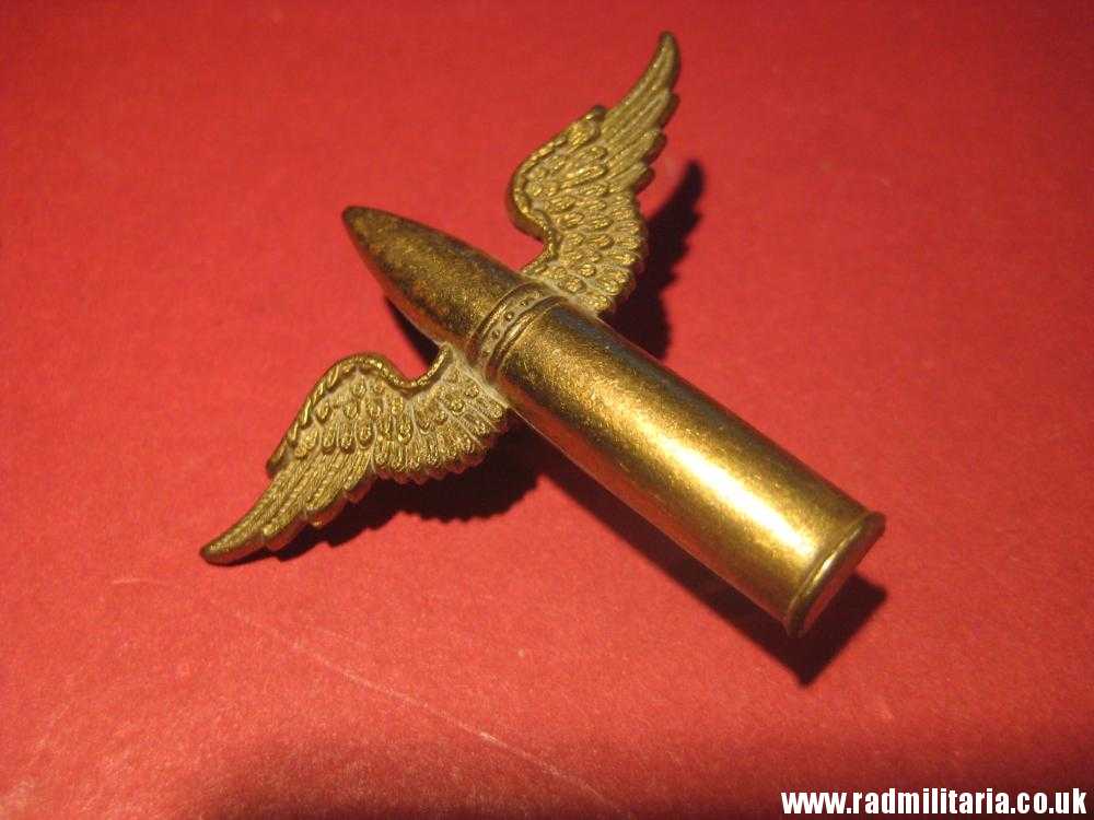 & pre WW2 Royal Air Force BADGE - RAF Air Gunner WINGED BULLET BADGE. - Image 9