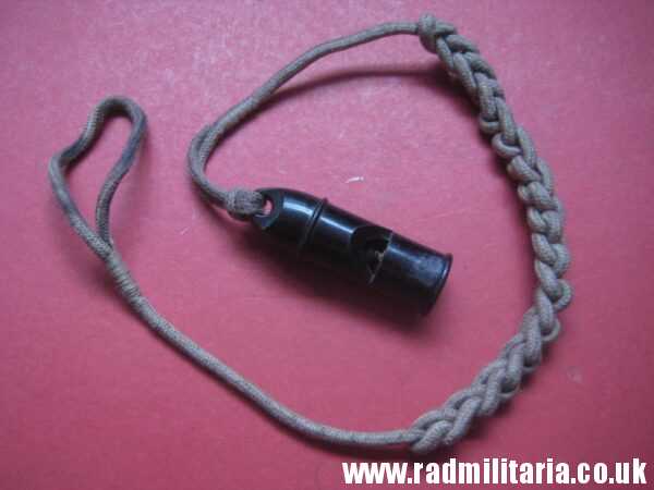 & WW2 original old BLACK WHISTLE with lanyard, maker mark: "S 170/1 1" - HitlerJugend. - Image 2