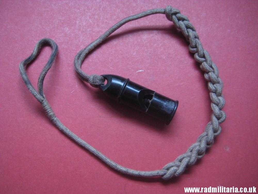 & WW2 original old BLACK WHISTLE with lanyard, maker mark: "S 170/1 1" - HitlerJugend. - Image 2