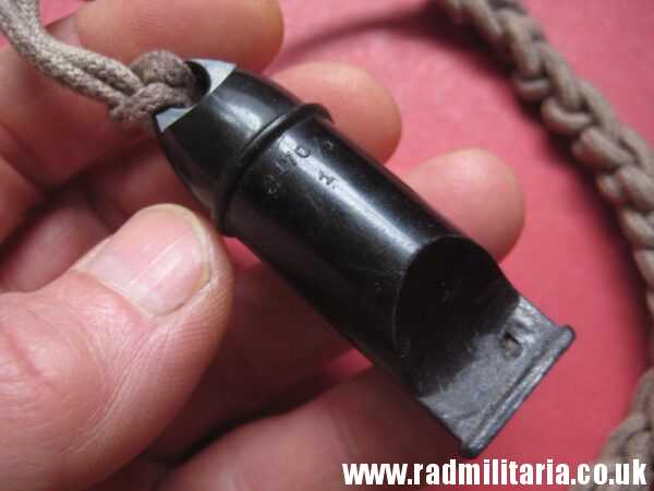 & WW2 original old BLACK WHISTLE with lanyard, maker mark: "S 170/1 1" - HitlerJugend. - Image 5