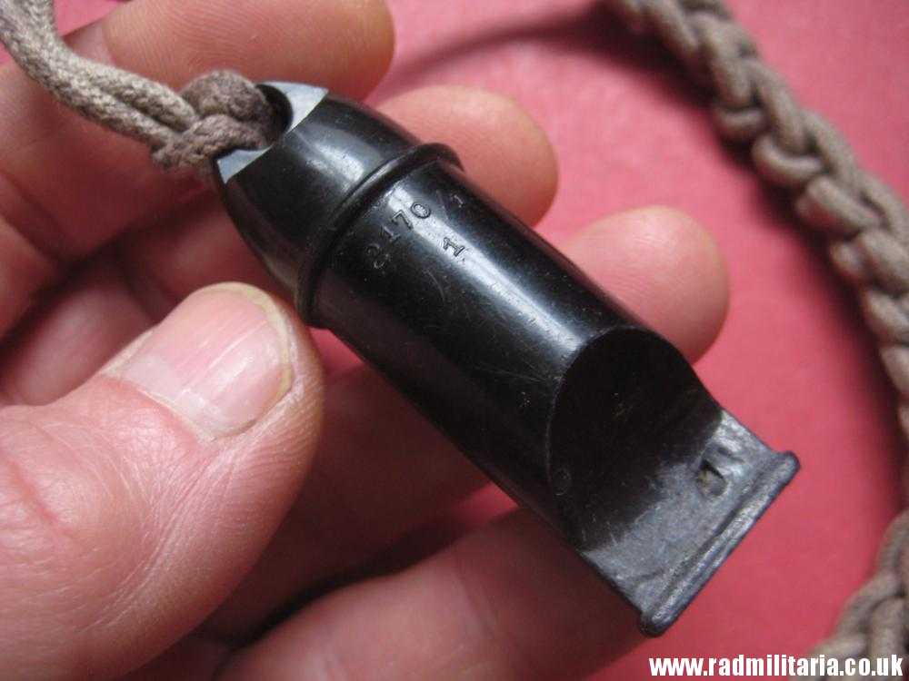 & WW2 original old BLACK WHISTLE with lanyard, maker mark: "S 170/1 1" - HitlerJugend. - Image 5