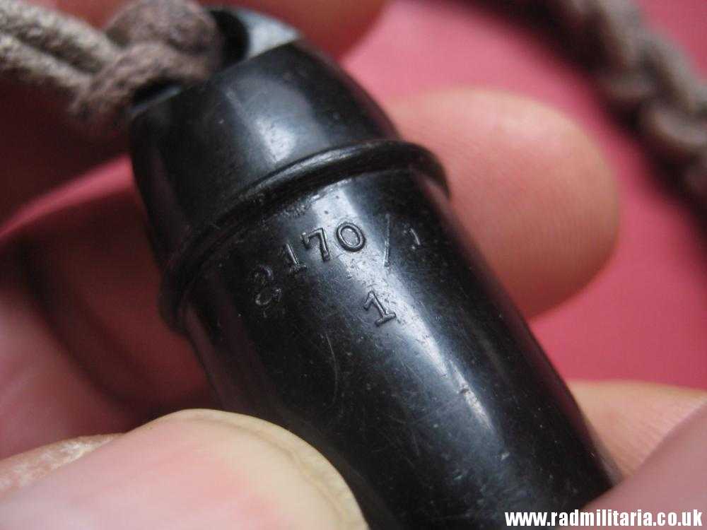 & WW2 original old BLACK WHISTLE with lanyard, maker mark: "S 170/1 1" - HitlerJugend. - Image 6