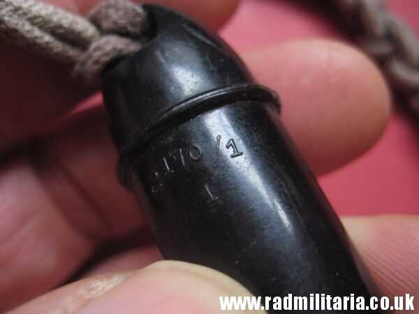 & WW2 original old BLACK WHISTLE with lanyard, maker mark: "S 170/1 1" - HitlerJugend. - Image 7