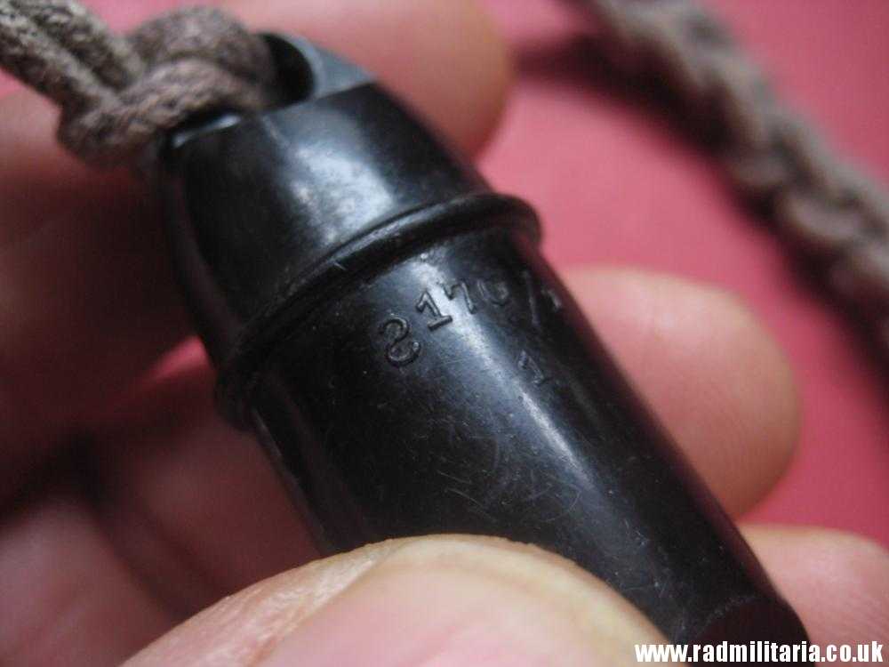 & WW2 original old BLACK WHISTLE with lanyard, maker mark: "S 170/1 1" - HitlerJugend. - Image 8