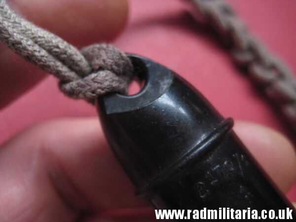 & WW2 original old BLACK WHISTLE with lanyard, maker mark: "S 170/1 1" - HitlerJugend. - Image 9