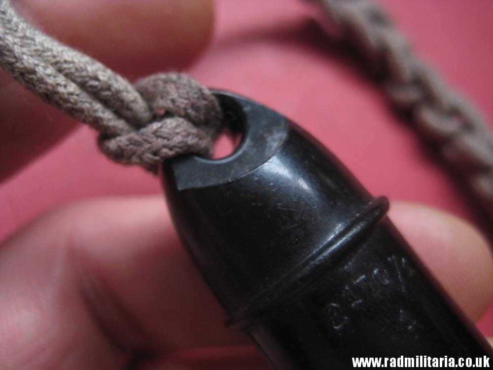 & WW2 original old BLACK WHISTLE with lanyard, maker mark: "S 170/1 1" - HitlerJugend. - Image 9