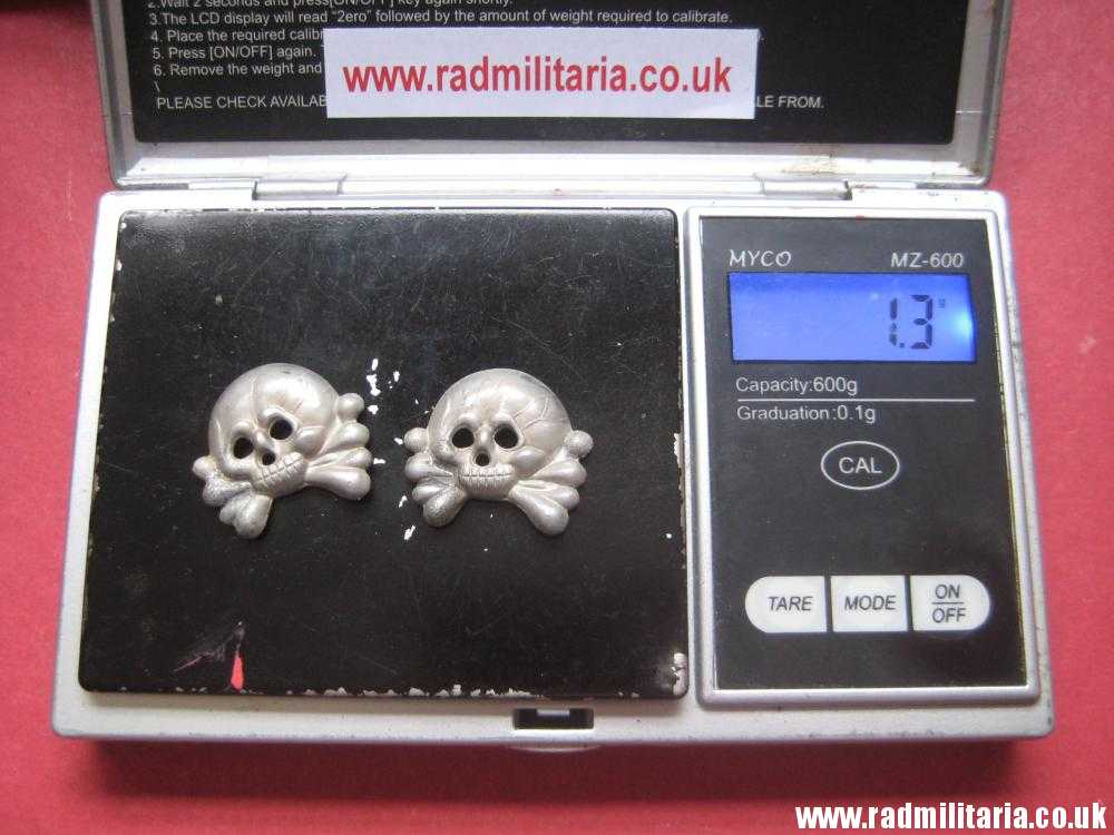 & WW2 SET of 2 original German SKULL BADGES in good condition aluminum Collar BADGES. - Image 17