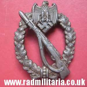 & original WW2 German INFANTRY ASSAULT BADGE rare pattern, marked: "A" - Assmann v. good condition !!