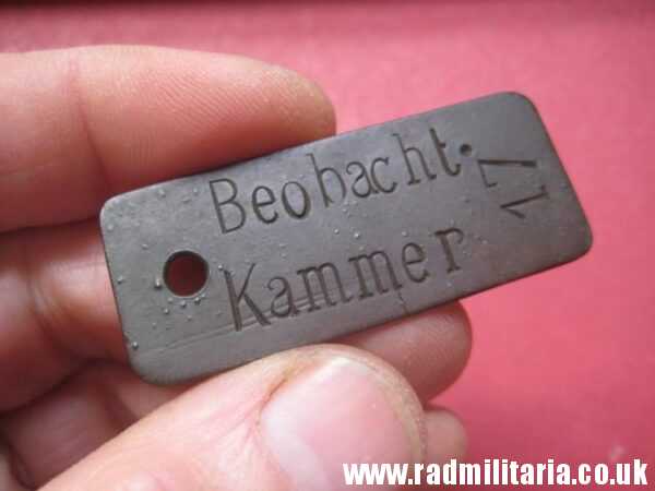 & unknown German DOG TAG: BeobachterKammer - metal detecting, battlefield relic. - Image 3