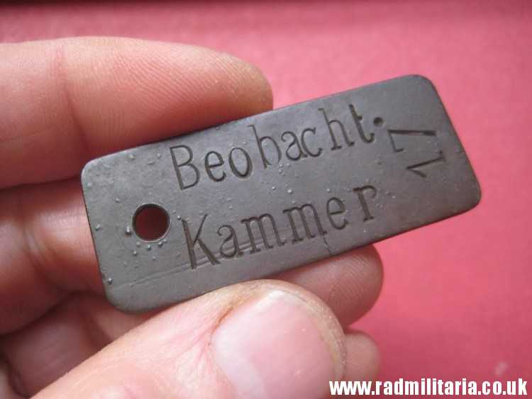 & unknown German DOG TAG: BeobachterKammer - metal detecting, battlefield relic. - Image 3