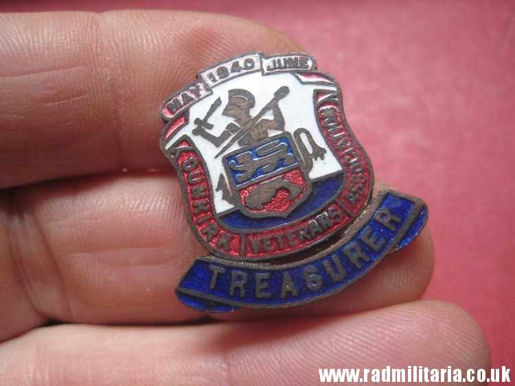 & post WW2 original ENAMEL BADGE - 1940 DUNKIRK Veterans Associacion - TREASURER - Image 6