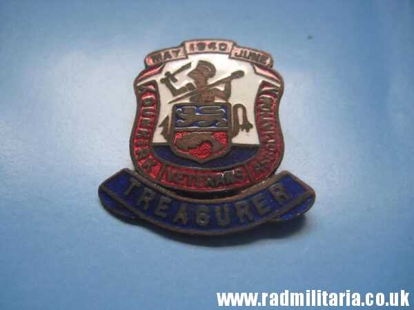 & post WW2 original ENAMEL BADGE - 1940 DUNKIRK Veterans Associacion - TREASURER - Image 15