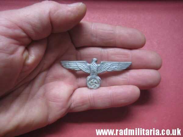 & WW2 original German EAGLE CAP BADGE marked: JB 37, aluminum - metal detecting find.