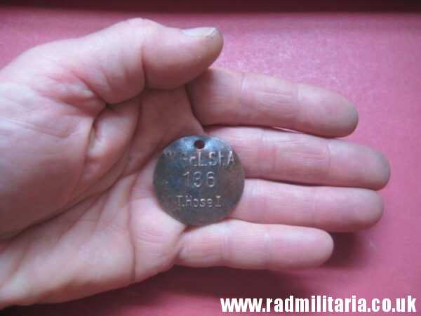 & WW2 unknown German Wehrmacht uniform DOG TAG: "W.Gr.L.St.A 136 T.Hose I" - metal detecting find. - Image 7