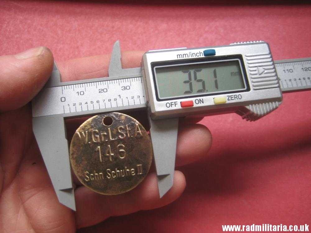 & WW2 unknown German Wehrmacht uniform DOG TAG: "W.Gr.L.St.A 146 Schn.Schuhe II" - metal detecting find. - Image 7