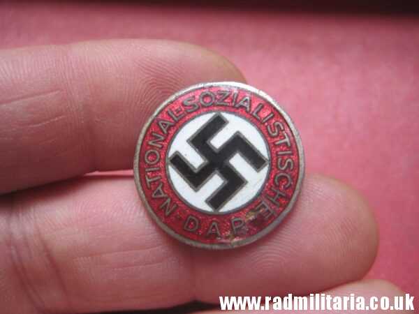 & WW2 original German EARLY NSDAP ENAMEL membership BADGE maker: DESCHLER u. SOHN Munchen.