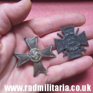 & SET of 2 WW2 German CROSSES in poor condition, metal detecting find.
