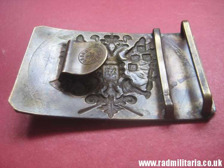 & WW1 Imperial Russia Army ARTILLERY BELT BUCKLE in v. good condition, marked - Slawa Mockwa - Image 12