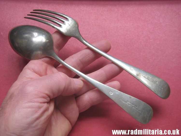 & WW2 era SET: German SPOON & FORK in good condition - DEUTSCHER STUDENTENHILFSVEREIN WIEN, maker: BERNDORF - Image 2