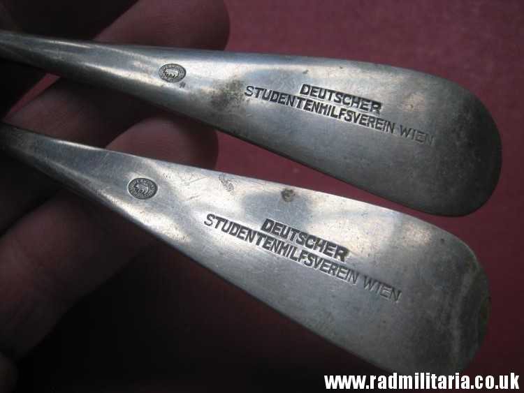& WW2 era SET: German SPOON & FORK in good condition - DEUTSCHER STUDENTENHILFSVEREIN WIEN, maker: BERNDORF - Image 10