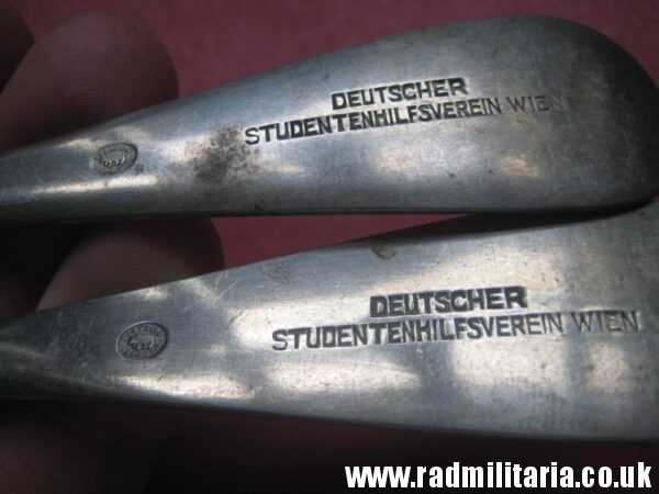 & WW2 era SET: German SPOON & FORK in good condition - DEUTSCHER STUDENTENHILFSVEREIN WIEN, maker: BERNDORF - Image 11