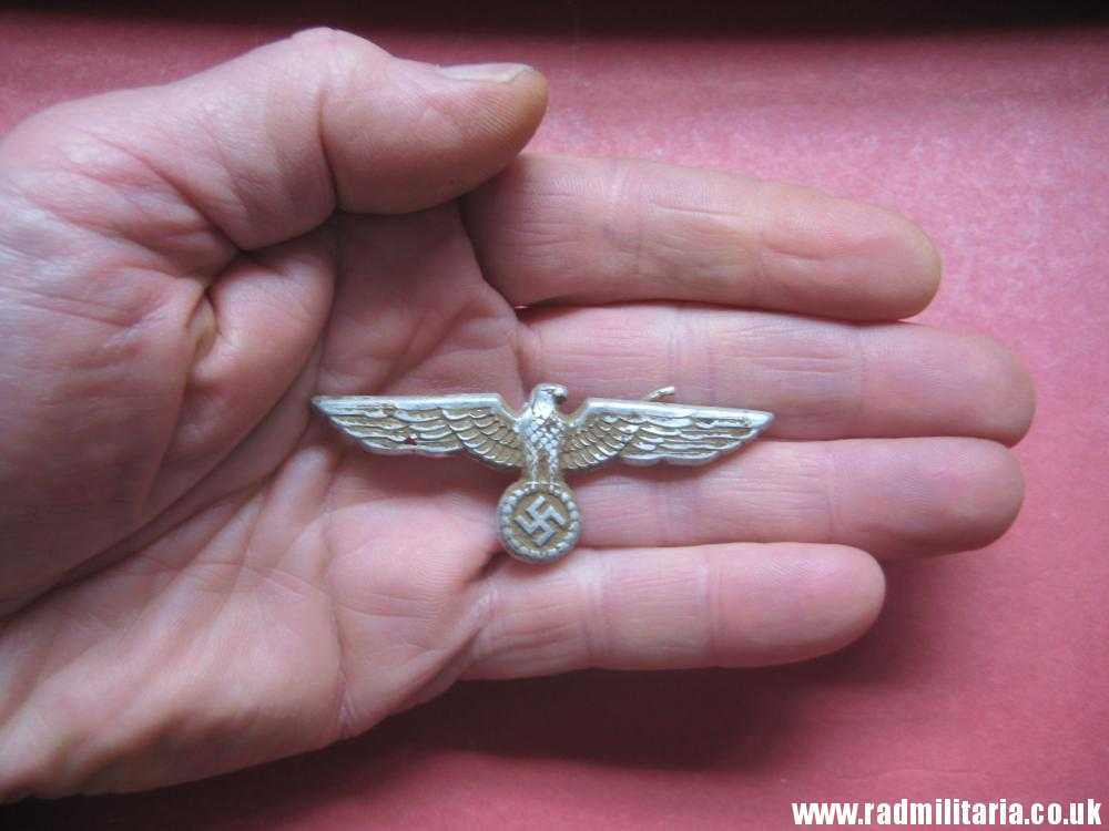 & WW2 original German EAGLE CAP BADGE, aluminum - metal detecting find.