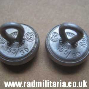 & SET of 2 genuine small WAFFEN SS Tunic BUTTONS - RZM 155/39 SS, maker: Assmann Ludenscheid - RARE !!!