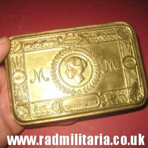 & WW1 Original Brass Princess Mary Christmas 1914 Gift Cigarette Box Case.
