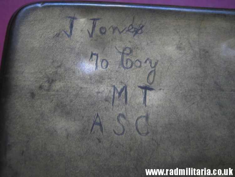 & WW1 Original Brass Princess Mary Christmas 1914 Gift Cigarette Box Case, inscription: "J. Jones to Coy MT ASC". - Image 9