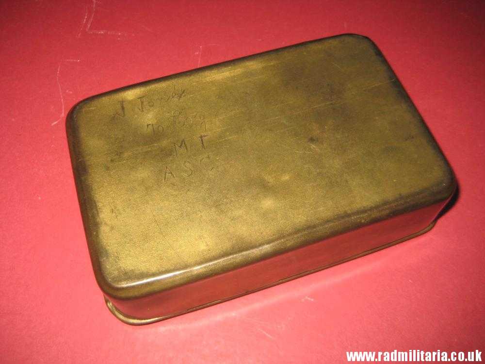 & WW1 Original Brass Princess Mary Christmas 1914 Gift Cigarette Box Case, inscription: "J. Jones to Coy MT ASC". - Image 16