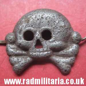 & WW2 original German SKULL BADGE genuine Panzer Collar BADGE - metal detecting find.