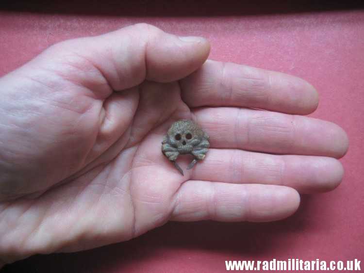 & WW2 original German zinc SKULL BADGE genuine Panzer Collar BADGE - metal detecting find. - Image 8