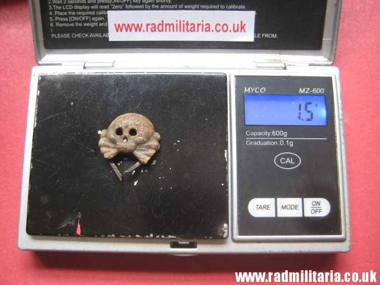 & WW2 original German zinc SKULL BADGE genuine Panzer Collar BADGE - metal detecting find. - Image 9