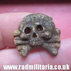 & WW2 original German zinc SKULL BADGE genuine Panzer Collar BADGE - metal detecting find.