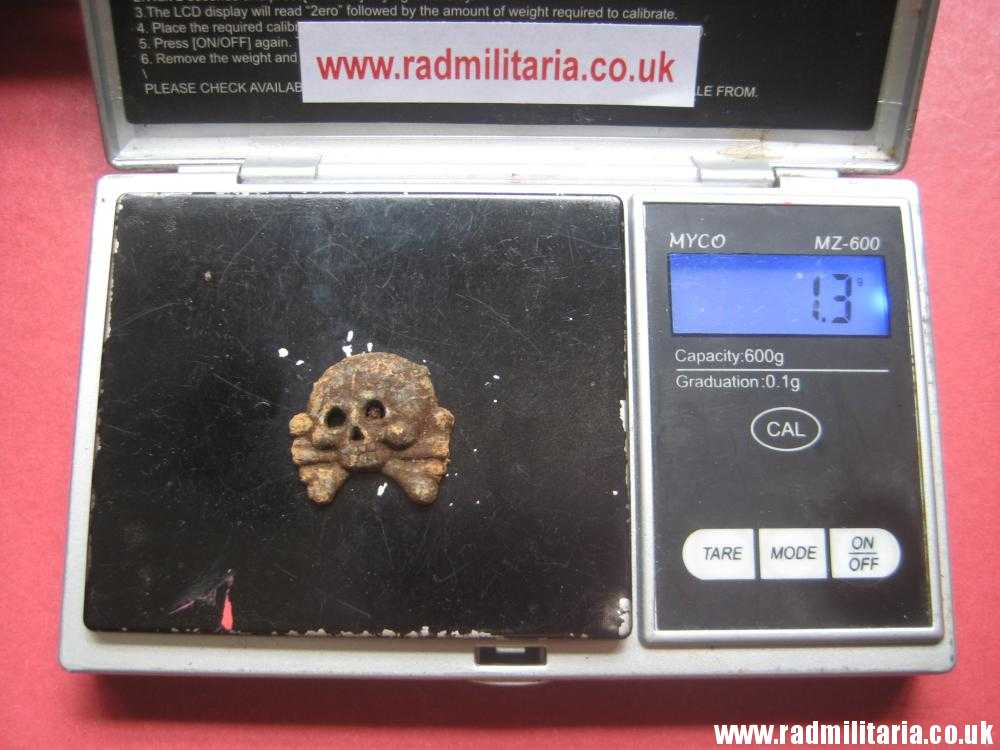 & WW2 original German zinc SKULL BADGE genuine Panzer Collar BADGE - metal detecting find. - Image 11
