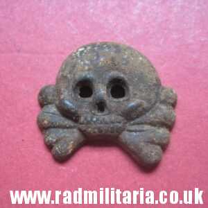 & WW2 original German zinc SKULL BADGE genuine Panzer Collar BADGE - metal detecting find.