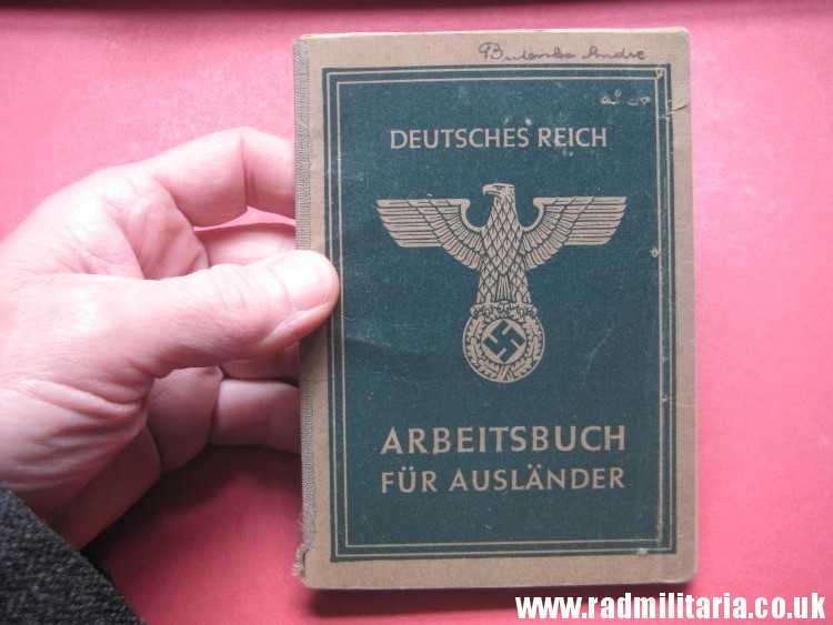 & WW2 German ARBEITSBUCH Fur AUSLANDER original DOCUMENT in good condition.