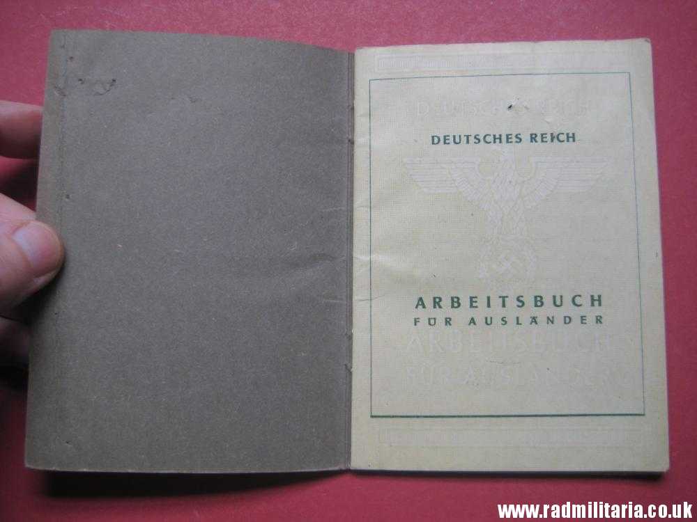 & WW2 German ARBEITSBUCH Fur AUSLANDER original DOCUMENT in good condition. - Image 10