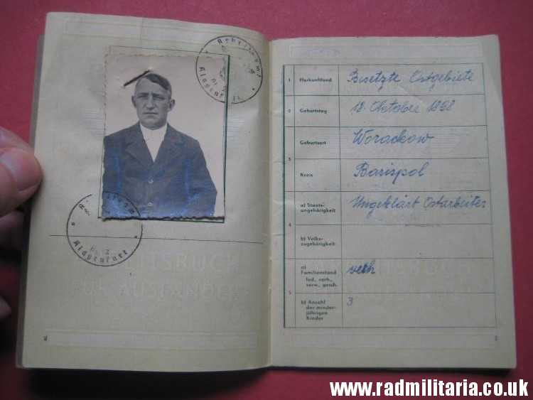 & WW2 German ARBEITSBUCH Fur AUSLANDER original DOCUMENT in good condition. - Image 12