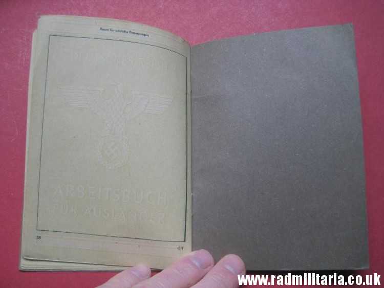& WW2 German ARBEITSBUCH Fur AUSLANDER original DOCUMENT in good condition. - Image 17