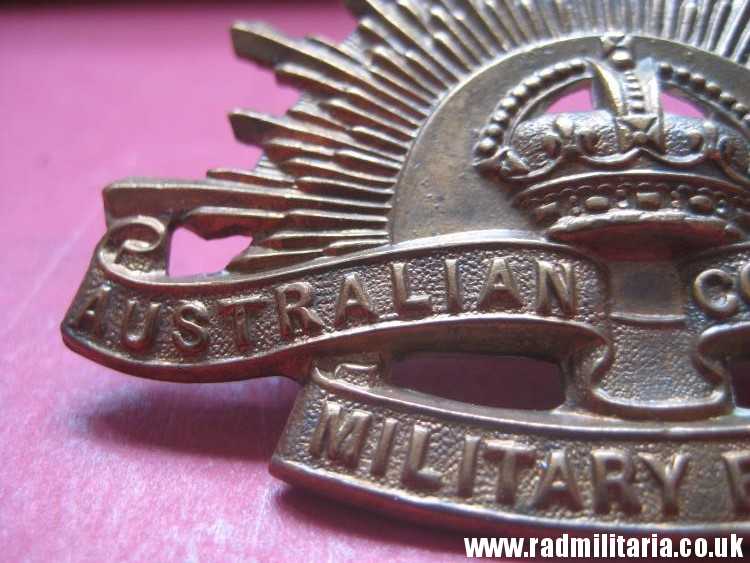 & WW1/WW2 Australian RISING SUN BADGE bronze Cap Badge, original !! - Image 5