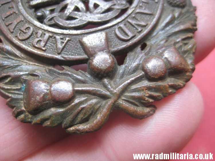 & WW1 Scottish badge: British Military Cap Badge ARGYLL & SUTHERLAND HIGHLANDERS Regiment - 100% genuine. - Image 10