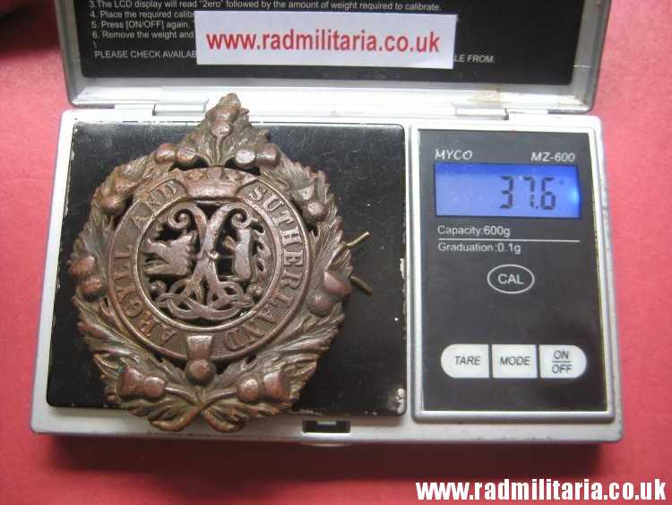 & WW1 Scottish badge: British Military Cap Badge ARGYLL & SUTHERLAND HIGHLANDERS Regiment - 100% genuine. - Image 15