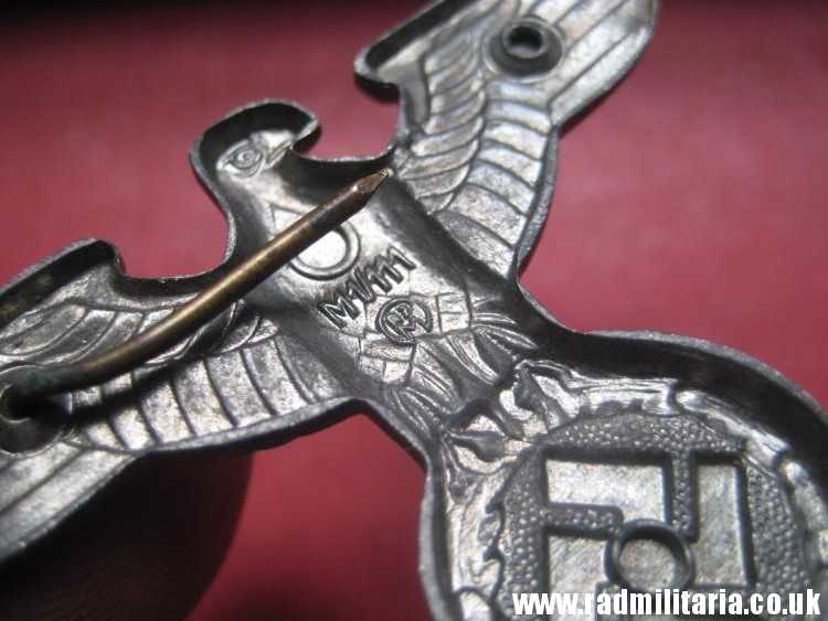 & WW2 Nazi German NSDAP eagle BADGE - zinc Cap Badge, marked: RZM M1/111 - good condition. - Image 8