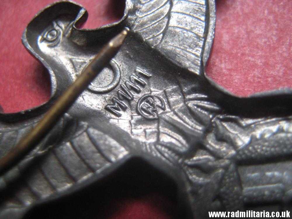 & WW2 Nazi German NSDAP eagle BADGE - zinc Cap Badge, marked: RZM M1/111 - good condition. - Image 12