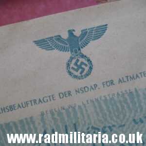 & WW2 German DOCUMENT: Altkleider und Spinnstoffsammlung 1942 - 100% genuine
